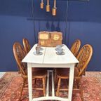 Brocante Vintage Landelijke Eikenhouten Witte Eettafel Tafel thumbnail 10