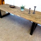 Prachtige Grote Robuuste Eiken Tuin Eettafel 282 Cm thumbnail 4