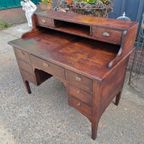 Antiek Eikenhouten Bureau, Schrijftafel, Wandconsole thumbnail 5