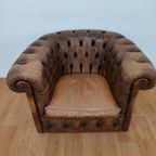 Vintage Leren Chesterfield Stijl Fauteuil, Stoel thumbnail 9
