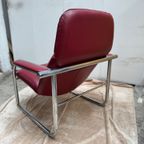 Vintage- Jaren '80 Fauteuil In Italiaans Rood Leer thumbnail 9