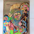 Vintage Psychedelisch Schilderij Van "H. Gooijer" Uit 1975 thumbnail 2