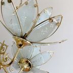 Goudkleurige Lotus Lamp. Vintage Kroonluchter Met Bloemen / Plafondlamp thumbnail 7