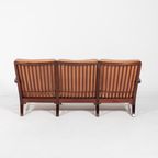 Mid-Century Danish Modern 3-Seats Sofa With Cognac Leather Cushions thumbnail 12