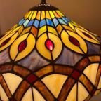 2 Beschikbaar Art Nouveau Tiffany Stijl Tafellampen Pauwen Motief thumbnail 5