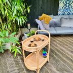 Vintage Bamboe-rotan Serveer Trolley thumbnail 6