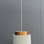 Metal, White And Brass Color Pendant Lamp By Veb 1960s thumbnail 2