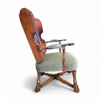 Rare Leather And Oak Wing Chair Designed By Theo Ruth For Artifort / F 297 From 1949 thumbnail 4