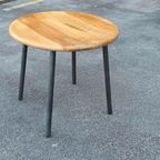 Retro Hout En Metaal Bijzettafel, Rond thumbnail 8