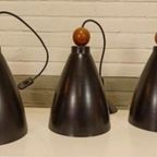 Set Van 3 Vintage Metalen Hanglampen thumbnail 3