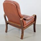 Vintage Møbler Sweden Fauteuil Bruin Leer Gecapitonneerd ‘60 thumbnail 9