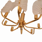 Large Mid-Century Eight-Arm Brass And Ice Glass Chandelier By Carl Fagerlund, 1960S thumbnail 7