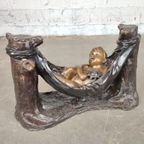 Vintage Bronzen Salontafel Met Kindje thumbnail 8