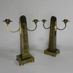 Set Van 2 Messing Art Nouveau Kandelaar, Rond 1910 thumbnail 4