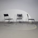 3 X Italian Giandomenico Belotti Stoelen In Zwart Leer Jaren 80. Chairs / Black Leather For Alias thumbnail 3
