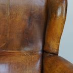 Comfortabele Schapenleren Oorfauteuil Met Een Prachtige Vintage Uitstraling thumbnail 13