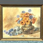 Léonie Mottard Van Marcke (1862-1936). Stilleven Met Bloemen. thumbnail 2