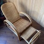 Vintage Boho Rotan Ligstoel Lounge Chair '60 Verstelbaar thumbnail 8