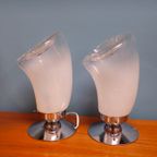Set Van 2 Tafellampen Murano Italië Bedlampjes Lampen Lamp thumbnail 5