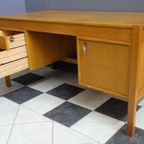 Large Blonde Wood Desk 1960S thumbnail 5