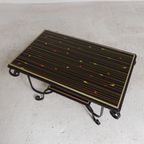 Vintage Salontafel Met 2 Glazen Bladen Met 50s Print thumbnail 3