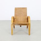 Rare Lounge Chair In Cane And Wood, 1960S thumbnail 3