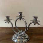 Art Deco 1930s Demeyere Chrome Candlesticks, Belgium thumbnail 3