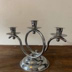 Art Deco 1930S Demeyere Chrome Candlesticks, Belgium thumbnail 3