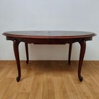 Vintage Eetkamertafel Ovale Uitschuifbare Eettafel, Tafel Mahoniehout thumbnail 8