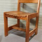 Set Van 4 Vintage Massief Grenen Eetkamerstoelen thumbnail 9