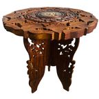 Vintage Oosters Plantentafeltje Houtsnijwerk Boho thumbnail 2