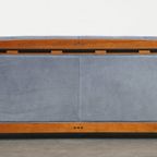 Geweldige Schuitema Art Deco Design Bank Met Mooie Blauwe Nubuck Lederen Bekleding thumbnail 3