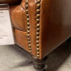 Stoere Industriële Chesterfield Tub / Club Fauteuil In Generfd Vintage Cognac Leder thumbnail 5