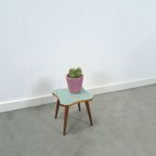 Bijzettafel Met Groen Blauw Formica Blad, Plantentafel Nr. 25 thumbnail 4