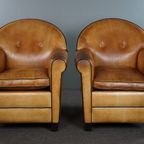 Set Van Twee Prachtige Bart Van Bekhoven Schapenleren Design Armchairs/ Fauteuils thumbnail 2