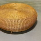 Vintage Boho Grote Riet Rotan Salontafel, Rond, D 120 Cm thumbnail 18