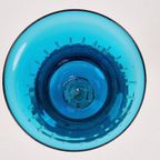 Mid Century Blauwe Murano Glas Vaas Mondgeblazen 1960 Rare thumbnail 9