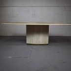 Travertine Dining Table By Jean Charles & Willy Rizzo, 1970' thumbnail 2