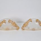 2 Vintage Wandlamp Murano Glas Bowl Goud Hout Regency '70 thumbnail 3