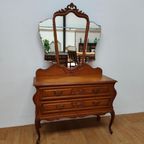 Brocante Vintage Kaptafel Make-up Tafel Met Drieluikspiegel thumbnail 3
