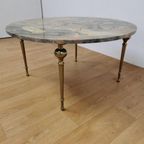 Vintage Hollywood Regency Salontafel Koffietafel Met Marmer Onyx Blad thumbnail 10