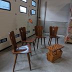 4 Vintage Houten Eet-Stoelen Uit De Jaren 50S/60S thumbnail 14