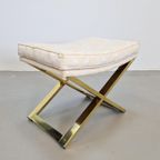 Vintage Voetenbank Messing Regency X Make-up Kruk Goud '70 thumbnail 3