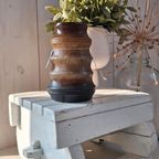 Vintage Voorraad Pot Met Deksel, Groen Bruin Met Reliëf Deco thumbnail 9