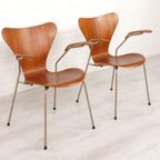 2 Vintage Vlinderstoelen Van Arne Jacobsen Voor Fritz Hansen Model 3207 Teak thumbnail 4