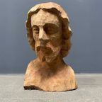 Uit Hout Gesneden Hoofd Of Buste Van Een Man Met Baard thumbnail 4