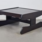 Vintage Wengé Salontafel Brutalist Postmodern ‘70 Hout Tafel thumbnail 10