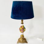 Rococo Capodimonte Lamp Messing Porselein Bloemetjes thumbnail 3