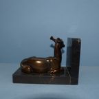 Art Deco 1 Boeensteun Uit Frankrijk Met Liggende Hert Of Ree thumbnail 5