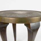 Rooktafel Met Bewerkte Koperen Bovenplaat - Ca. 1920 thumbnail 2